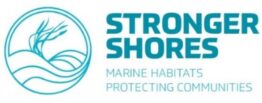 Stronger Shores logo White background with teal text which says