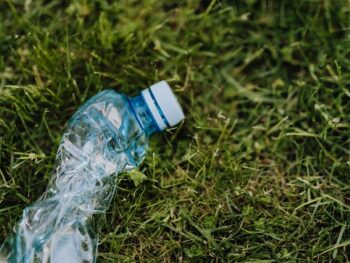 Plastic bottle lying on the grass, photo by Karolina Grabowska from Pexels