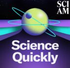 Science Quickly logo: text on a purple background with an illustration of a planet with two rings
